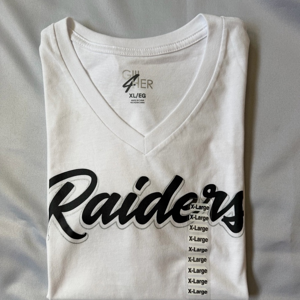 White Raiders V-Neck Graphic Tee